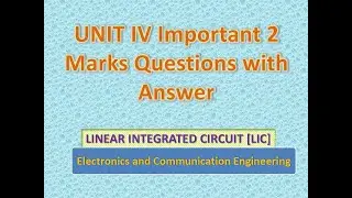 Linear Integrated circuits- Unit IV Two marks with answer