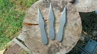 Knife throwing. No-spin new design test.