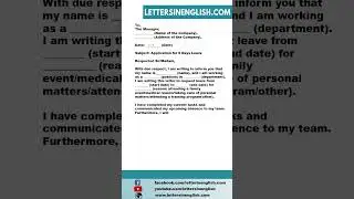 5 Days Leave Application for Office - Sample Application for 5 Days Leave