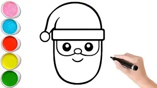 Çocuklar İçin Kolay Noel Baba Resmi Çizimi ve Boyama Videosu, Sevimli Resim Çizim Ve Boyama Videosu