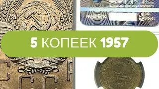🌟5 КОПЕЕК 1957 ГОДА🍃РАЗНОВИДНОСТИ И ЦЕНЫ☑️5 Kopeks 1957