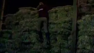 me and sidney climbing a hay wall!