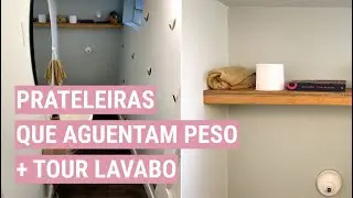 COMO FAZER PRATELEIRAS QUE AGUENTAM PESO + Tour lavabo | De Apê Novo