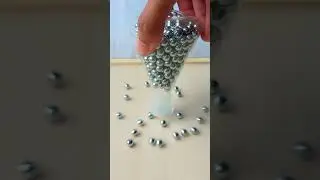 ⚪️SILVER BALLS in Cylinder Glass⚡️REVERSED-Drop-01⚡️#oddlysatisfying | STEP in Poland