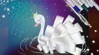 Fazendo cisne com tiras de papel, recorte e colagem.
