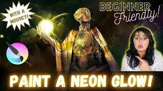 ⚡How To Paint NEON LIGHTS 🤩 BEGINNER-FRIENDLY Digital Painting Technique In Krita Using A MOUSE?! 🔥