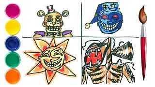 БЕЗУМНЫЕ АНИМАТРОНИКИ Солнце и Луна, ФРЕДДИ и Сиреголовый | How to draw