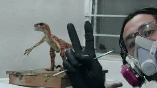 Painting a Velociraptor Stop Motion Puppet