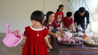 The kids in red dress look so adorable  - Yummy rice porridge cooking - Cook and Eat