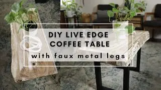DIY Live Edge Coffee Table with Faux Metal Legs