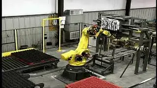 ROBOTIC MANUFACTURING WITH FANUC AND GANTRY PALLETIZERS by SAGE AUTOMATION