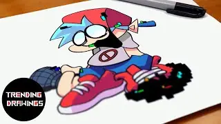 How To Draw FNF MOD Character - Corrupted Boyfriend Easy Step by Step