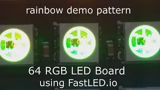 64 RGB LED-matrix rainbow pattern demo - FastLed.io