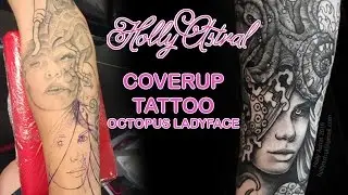 COVER UP TATTOO. Octopus Ladyface