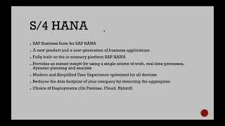 SAP S/4 HANA Finance Training S-2 - S/4 HANA Evolution