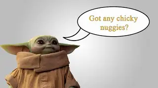 Baby Yoda with subtitles while looking for chicky nuggies | Baby Yoda meme