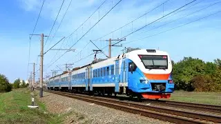 Электропоезд ЭП2Д - 0123 с сообщением Соленое озеро - Симферополь