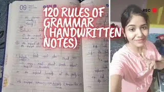 Handwritten notes of 120 rules of grammar ✍️