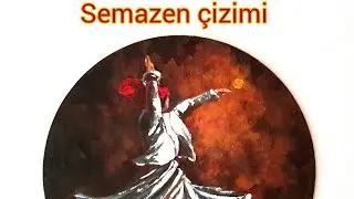 Semazen çizimi  .Mevlana . Resim  ahşap akrılık boya spatula fırça