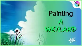 Painting digitally on PC // Painting timelapse // Painting a wetland scenery // Serene