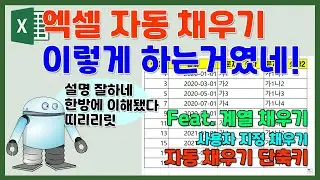 엑셀 자동채우기!자동으로 적용되는 규칙으로 10초만에 채운다~(Feat. 단축키)