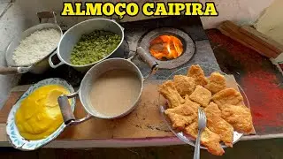 COMIDA NA ROÇA FEITA NO FOGÃO A LENHA (HOJE TEVE DOBRADINHA)