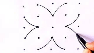Beautiful design Drawing Step by step//10 Dots Design//learn rangoli from easy dots//latest muggulu/