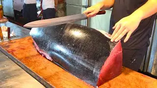 Witness the Ultimate Otoro & Akami Cutting from a Monster Bluefin Tuna!