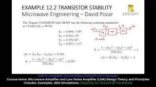 Transistor Stability tutorial example power amplifier unconditional stability example