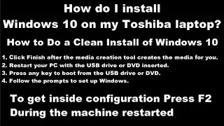 How do I install Windows 10 on my Toshiba laptop | update the application driver