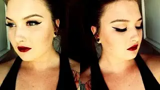classic winged eyeliner & bold red lip
