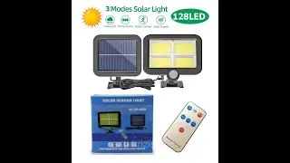 Solar Wall Lamp BK-128-4 128-LED Spotlight with Motion Sensor and Remote Control + Solar Battery