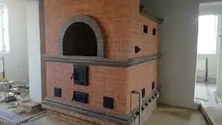 Русская печь двухконтурная с конвекцией и  твердотопливным котлом. Печник Борзов Константин