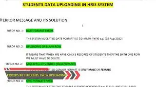 HRIS   ERRORS AND ITS SOLUTION IN STUDENTS DATA UPLOADING