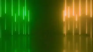 No Copyright Green and Orange Vertical Glowing Neon Lights Animated Background