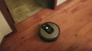 Roomba cleaning mudroom like a champ!
