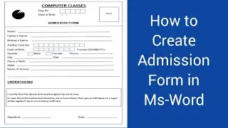 How to create admission form in ms word I Admission form kaise banaye ms word