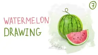 Watermelon drawing on iPad Air 3 | Digital Oil paint Fruit drawing | Watermelon drawing step by step