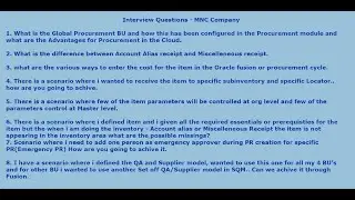 Scenario Based Questions - Procurement Oracle Fusion - MNC Company