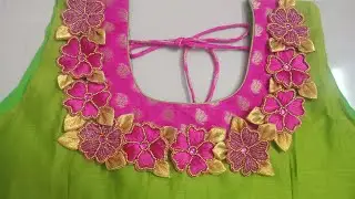 3d Embroidery design using normal needle on stitched pavadai sattai