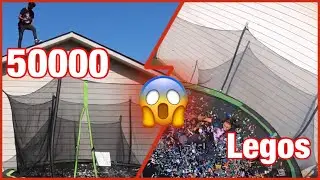 JUMPING INTO TRAMPOLINE FILLED WITH 50,000 LEGOS!!! (Gone Wrong)