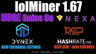 Efficiency & Hashrate gains on Nexa with lolMiner 1.67, Dynex & Nexa new exchanges, Hashrate.no