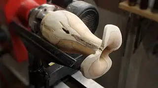 Wood Turning  - Winged vase - Yew wood crotch.