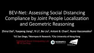 BEV-Net: Assessing Social Distancing Compliance by Joint People Localization and Geometric Reasoning
