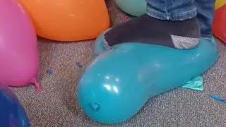 Balloon stomping with socks