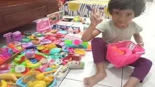 Mainan Masak Masakan Miniatur Makanan Sosis Telur ikan buah buahan es krim Eskriman Teflon Kompor