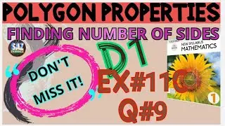 Polygons|Exterior Angles|Finding number  of sides|NSMD1(7TH Ed)|Ex#11C|Q#9