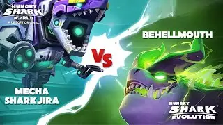 THE FINAL BATTLE! BEHELLMOUTH VS MECHA SHARKJIRA - Hungry Shark Evolution VS Hungry Shark World