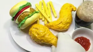 【ASMR】ファーストフード🥪クレイクラッキング【音フェチ】KFC fast food clay cracking   Fried Chicken, French Fries, Pepsi 점토 부