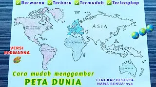 How to draw a WORLD MAP easily | Draw a World Map, complete with the names of the continents